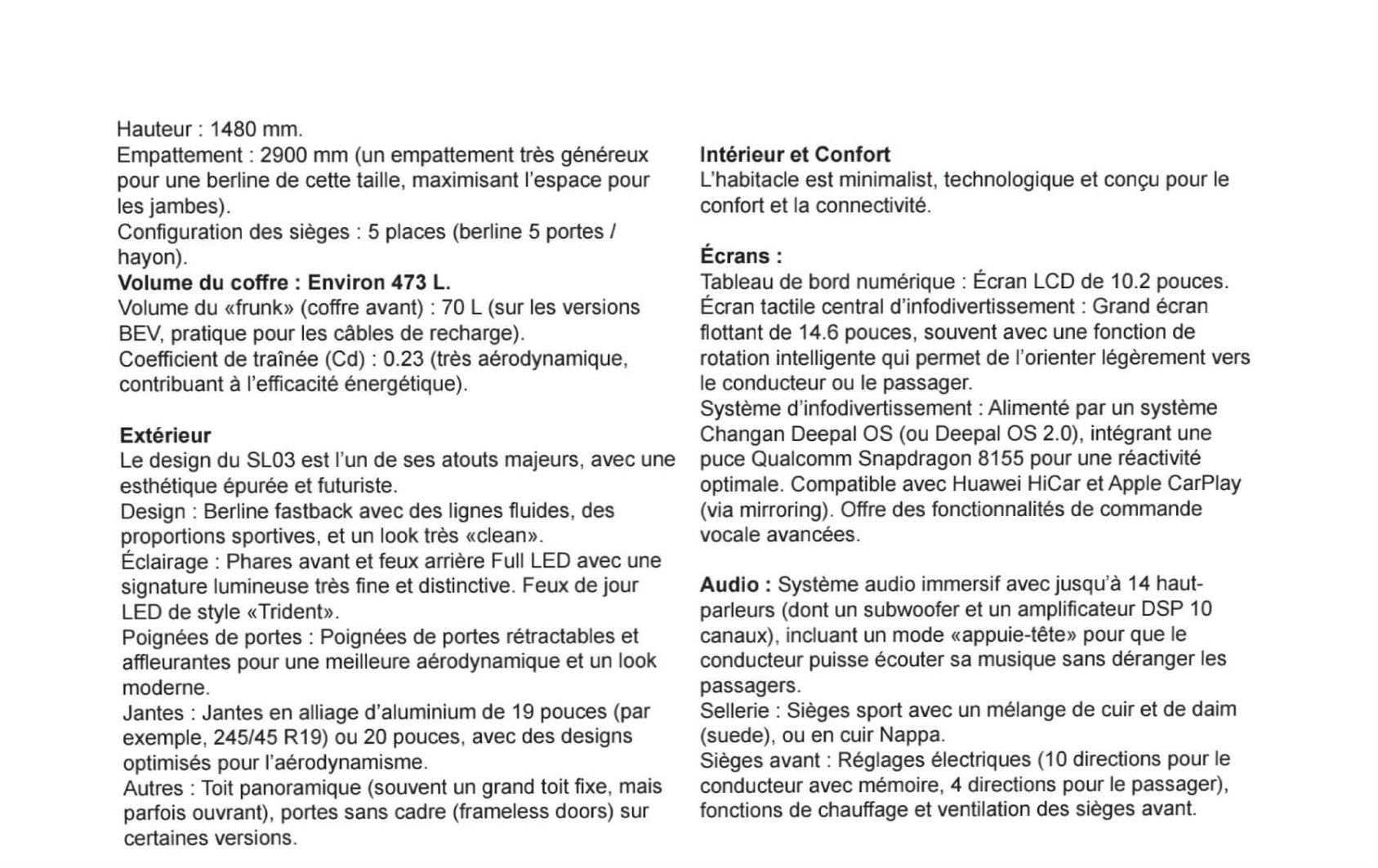 deepal sl03 fiche 1