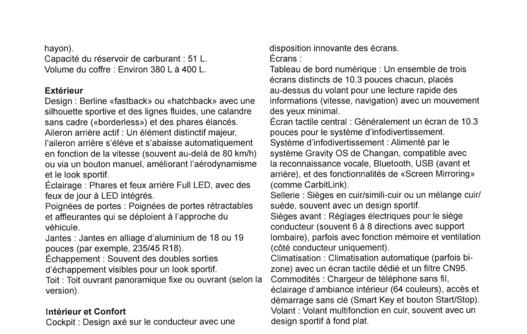 fiche techniqu changan uni v image 22
