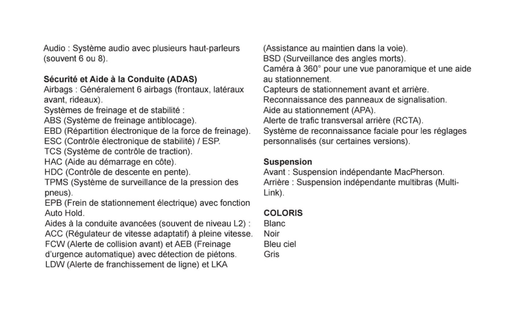 fiche techniqu changan uni v image 23